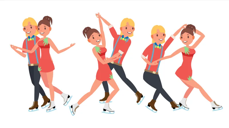Pair Figure Skating Couple Boy And Girl  Illustration