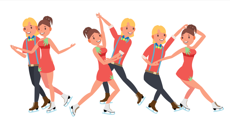 Pair Figure Skating Couple Boy And Girl  Illustration