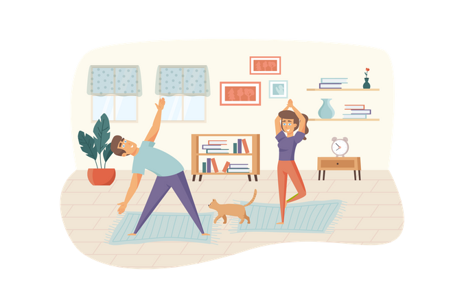 Pair yoga and home workouts  Illustration