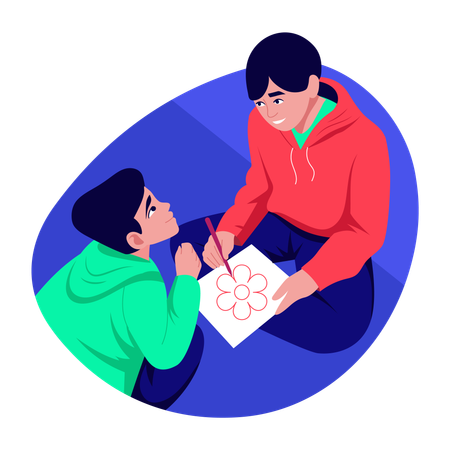 Pais orientando filhos  Ilustração