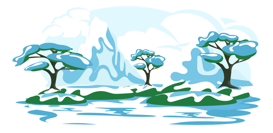 Paisagem de neve  Ilustração