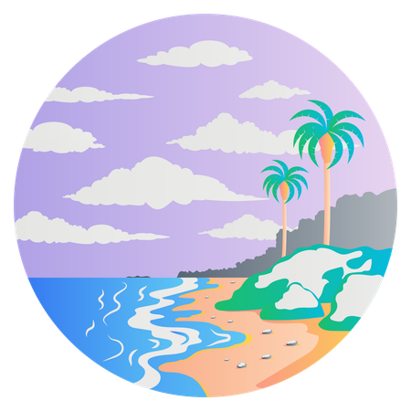 Paisagem de praia  Ilustração