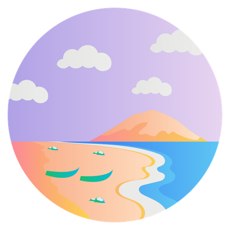 Paisagem de praia  Ilustração