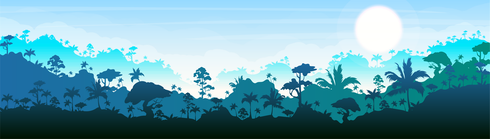 Paisaje del bosque azul  Ilustración