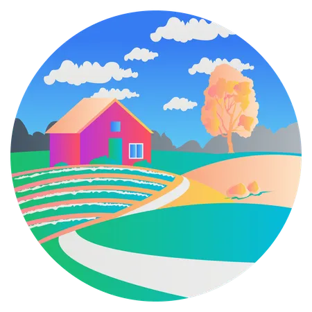 Paisaje de granja  Ilustración