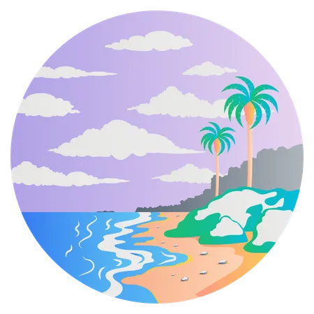 Paisaje de playa  Ilustración