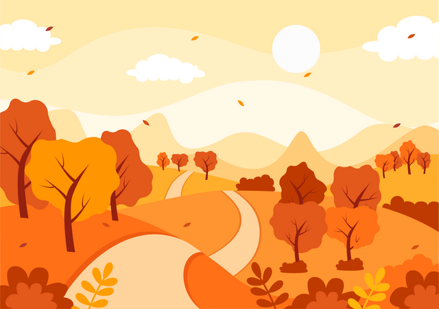 Paisaje de otoño  Ilustración