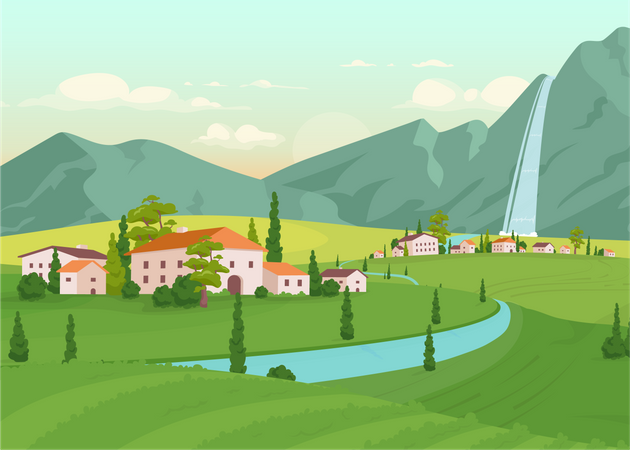 Paisaje de Toscana  Ilustración