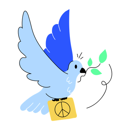 Pájaro volando con signo de la paz  Ilustración