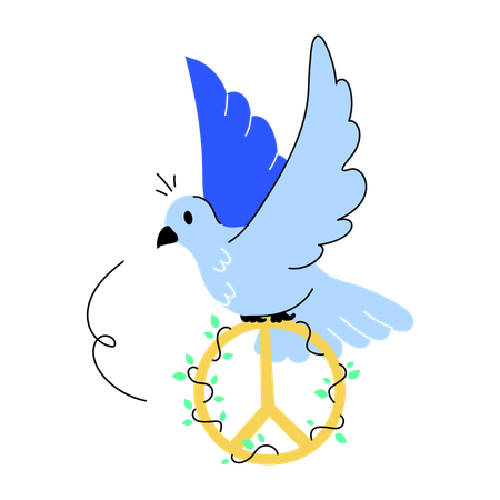 Pájaro volando con signo de la paz  Ilustración