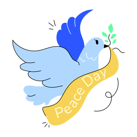 Pájaro volando con signo de la paz  Ilustración