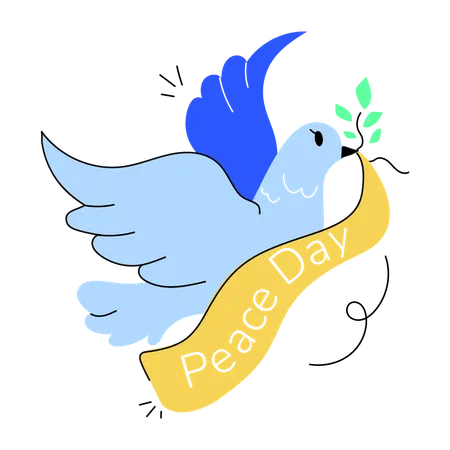 Pájaro volando con signo de la paz  Ilustración