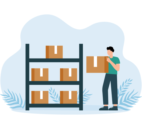 Paketmanagement durch Mitarbeiter  Illustration