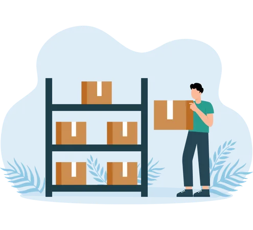 Paketmanagement durch Mitarbeiter  Illustration