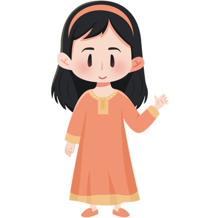 Fille pakistanaise en shalwar kameez  Illustration