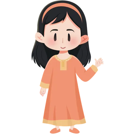 Fille pakistanaise en shalwar kameez  Illustration