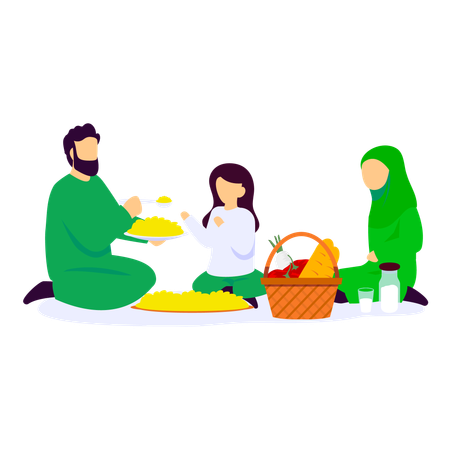 Pakistani Family Enjoying Foods together on Azaadi  Illustration