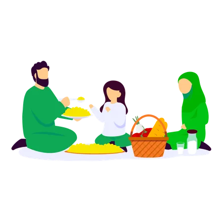 Pakistani Family Enjoying Foods together on Azaadi  Illustration