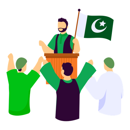 Pakistanische Führung hält Rede auf dem Rednerpult  Illustration