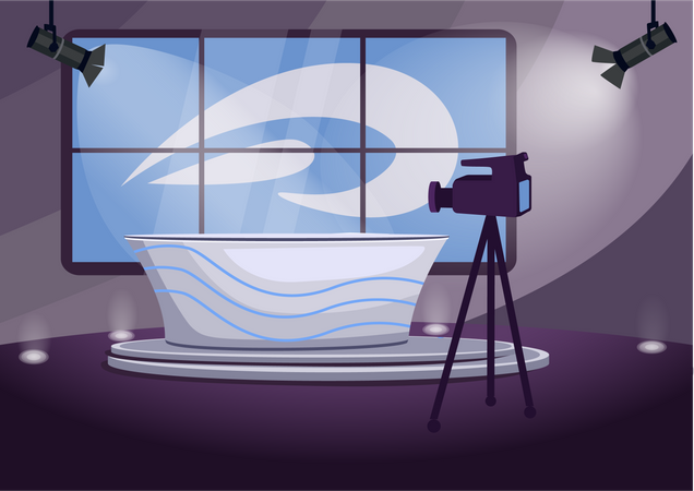 Palco de filmagem do programa de notícias  Illustration