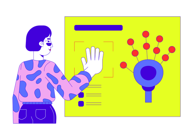 Palm scanning biometric identification  Illustration