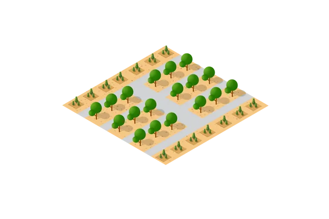 An Isometric Natural Landscape Of Palm Trees Isometric Modules For Construction Illustration