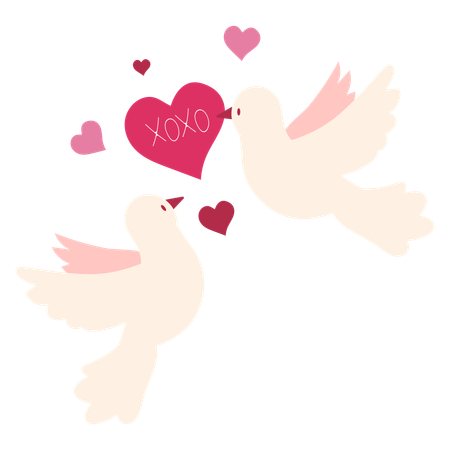 Palomas de san valentin  Ilustración