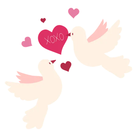 Palomas de san valentin  Ilustración