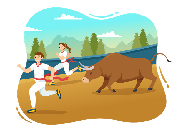 Pamplona race  Illustration