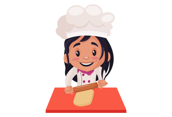 Chica de panadería haciendo pan  Ilustración