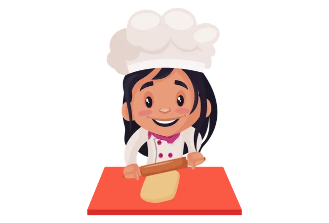 Chica de panadería haciendo pan  Ilustración