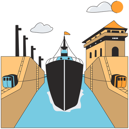 Panama - Panama Canal  Illustration
