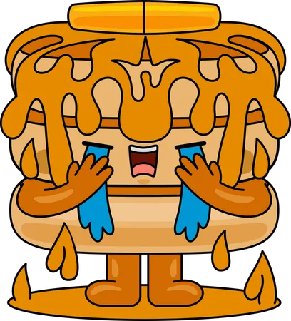 Pancake Mascot Character crying  Illustration