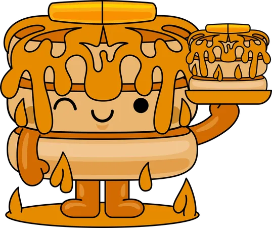 Pancake Mascot Character holding Pancake  Illustration