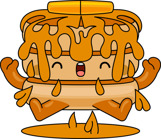 Pancake Mascot Character jumping happily  Illustration