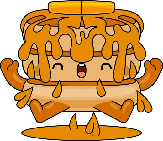 Pancake Mascot Character jumping happily  Illustration