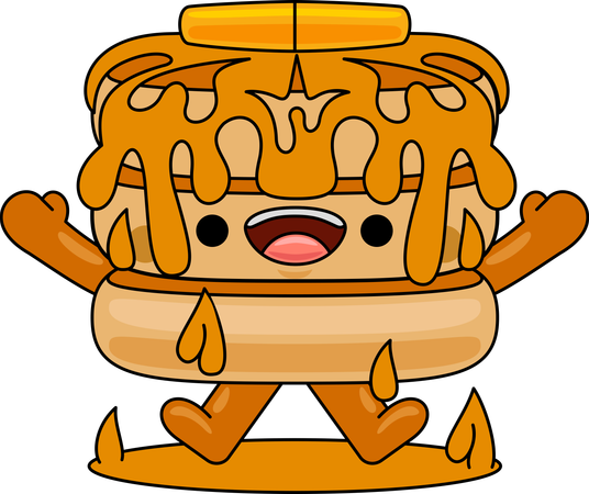 Pancake Mascot Character jumping  Illustration