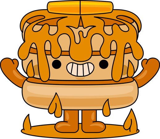 Pancake Mascot Character raising hands  Illustration