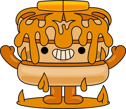 Pancake Mascot Character raising hands  Illustration