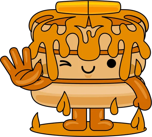 Pancake Mascot Character saying hello  Illustration