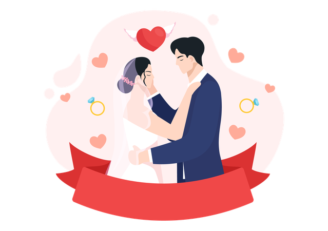 Pancarta de matrimonio  Ilustración
