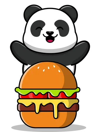 Panda avec hamburger  Illustration