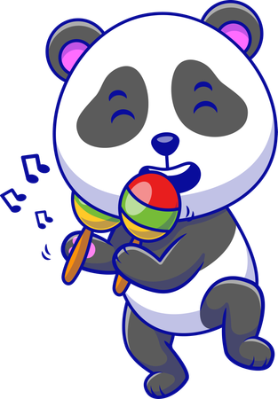 Panda Jogando Maracás  Ilustração