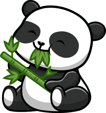 Panda comiendo bambú  Ilustración