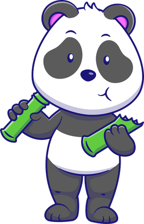 Panda comiendo bambú  Ilustración