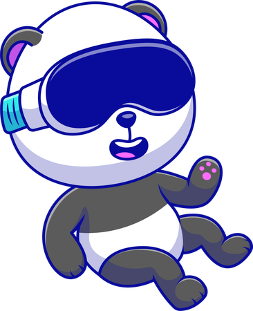 Panda con gafas VR flotando  Ilustración