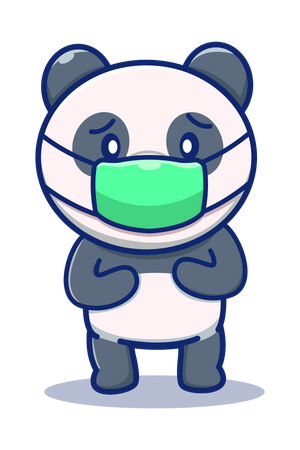 Panda con mascarilla  Ilustración