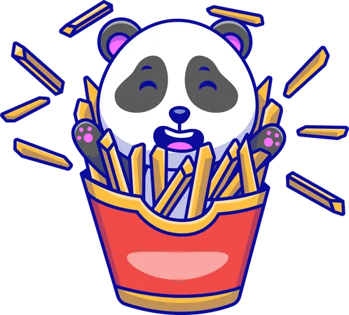 Panda dans des frites  Illustration
