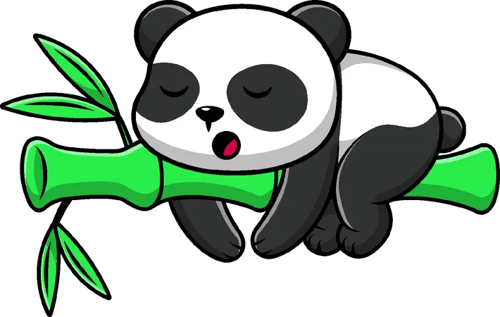 Panda endormi en bambou  Illustration