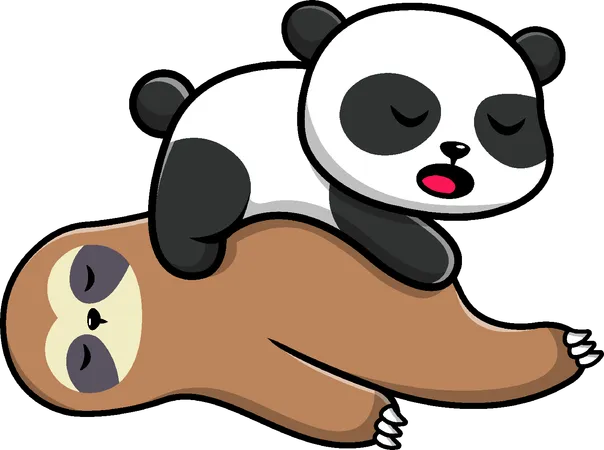 Panda e preguiça dormindo  Ilustração